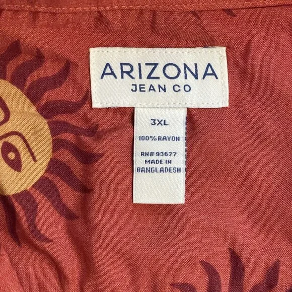 NWT ARIZONA JEAN SHIRT Mens BIG & TALL 3XL Short Sleeve ORANGE SUN 1178-A1 - Picture 3 of 11